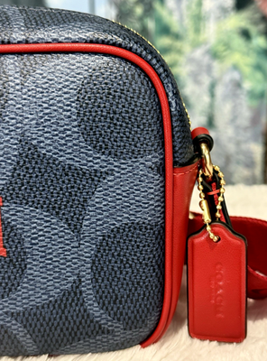 NWT COACH MINI JAMIE CAMERA CBM36 X-Body Bag Sig Varsity Stripe