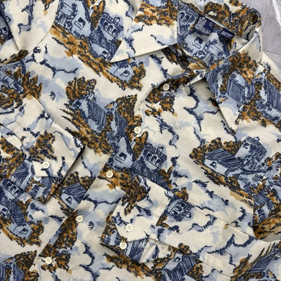 #ad Vintage Sears The Lons Store Jeans Joint Buildings And Trees Collar Shirt Large $44.99