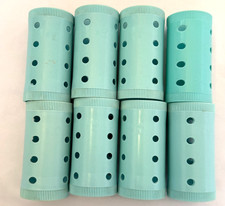VINTAGE WILHOLD SOLO MAGNETIC ROLLERS 1-3/8" 8PC BLUE PLASTIC WET HAIR CURLERS