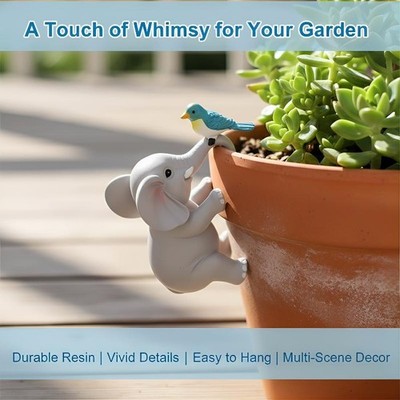 Elephant Pot Hugger For Planters, Climbing Elephant Flower Pot Hugger