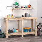 Workbench solid pinewood natural 140x50x80cm sturdy garage work table with shelf