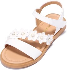 PANDANINJIA Gina Girls Sandals Open Toe Sandals White Easter Size 7 toddler NEW