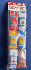 Lucky Toy Vintage Tin Toy Vehicles Set Japan Police Fire Ambulance Taxi Car- NOS