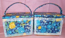 Two Cedar Decorative Floral Blue Baskets Keepsake Jewelry Box's