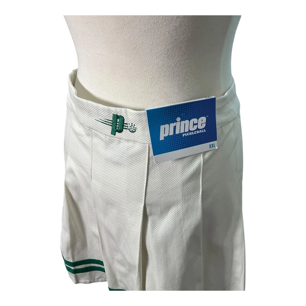 Prince Pickleball Tennis Skirt Off White Green Stripe 2X NWT Athletic Shorts Outdoor Sports