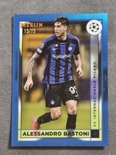 2021-22 Merlin UEFA #64 Alessandro Bastoni Blue Refractor /75 Serial Number 75