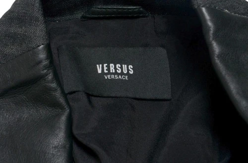 Versace Versus Men's Leather Zip Up Bomber Jacket US S IT 48 image 7
