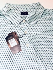 Greg Norman Polo Shirt Men Size 2XL Green Play Dry Geometric Short Sleeve NWT