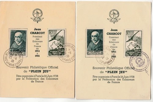 FRANCE 1938 JEAN CHARCOT  issue on PLEIN JEU thin card with labels 1) special cd