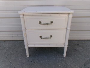 Faux Bamboo Nightstand Fake Henry Link Repro Bali Hai Regency Palm Beach White