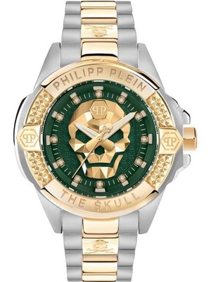 Uhr PHILIPP PLEIN THE SKULL PWNAA0622 Stahlarmband Bicolor Gold Grün