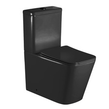Square Rimless Close Coupled Pan, Cistern & Seat Black