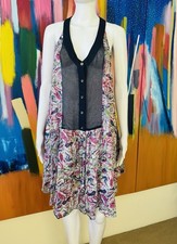 Zimmermann size 2 (12 AU) sleeveless shirt dress multicolour flared cotton