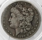 1890 CC $1 Morgan Silver Dollar Bent- VG Detail PCGS Genuine — photo 3