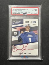 2019 Panini Prestige Daniel Jones Rookie Draft Day Signature Red Ink Auto PSA 8