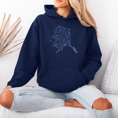Alaska Karte Connectivity Network State Damen Hoodie Luftfahrt Reise Geschenk für sie