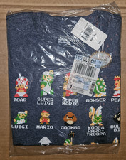 T-Shirt Super Mario Bros Nintendo 8-Bit NES XL Official Heather Navy New Retro