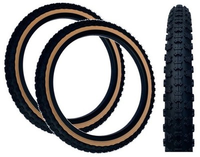 PAAR Baldys 16 x 1,75 SCHWARZ mit hellbrauner Wand Kinder BMX Mountainbike Reifen