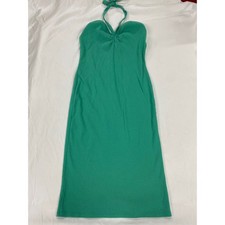 Nine West Womens Teal Green Ribbed Halter Sweetheart Midi Dress XL