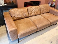 MADE Jarrod 3 Seater Leather Sofa, Tan Leather, Used
