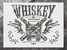 Elegant Whiskey Cigar Wall Art Stencil for Sophisticated Home Decor - StencilAir