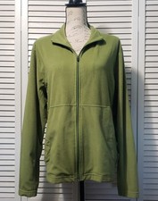 Eddie Bauer Zip-Front Fleece Women's Large Green Performance Jacket Pockets