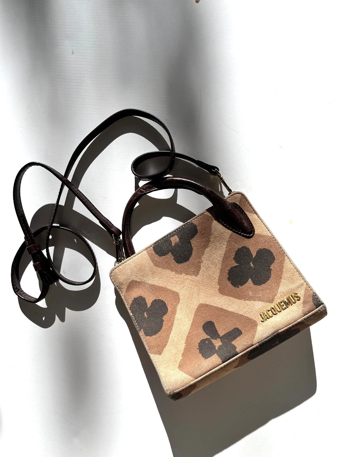 Jacquemus — Jacquemus Mini Le Sac Bahia Suede Printed Brown Black Crossbody Bag