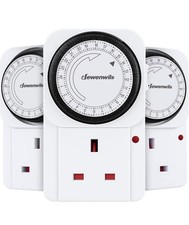 Timer Plug Socket UK, 24 Hour Programmable Energy Saving Light Timer for Home Se