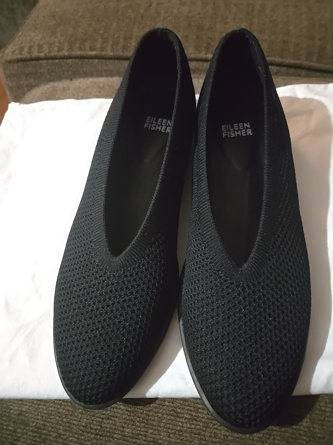 Eileen Fisher Black Flat Slipon Dress Shoes, Size 8