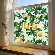 GOODKIKY Frosted Privacy Window Film Floral Static Cling Vinyl 35.5 x 78.5 in