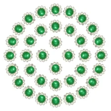 12mm Sunflower Pearl Sew on Rhinestones 200 Pcs for Bedazzling, Green