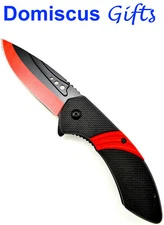 7 3/4" NEW! Falcon TACTICAL Sport Spring Assisted RED Black POCKET KNIFE Knives 