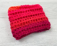 Handmade Crochet Coffee Cup Cozy or Sleeve - Orange Red Pink NEW