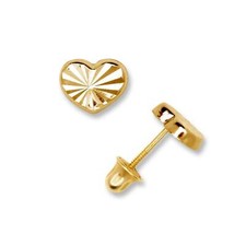 14K Yellow Gold Heart Shaped Elegant Studs Earrings for Women