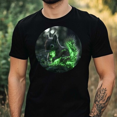 Mens Squirrel Ghost Motif Cotton T-Shirt Size XS to 5XL