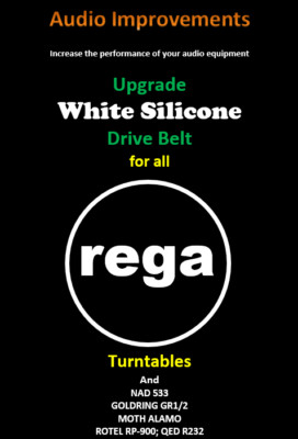Rega Drive Belt  Rega Planar & clones WHITE Special Silicone drive belt
