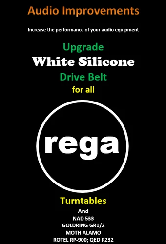 Rega Drive Belt  Rega Planar & clones WHITE Special Silicone drive belt