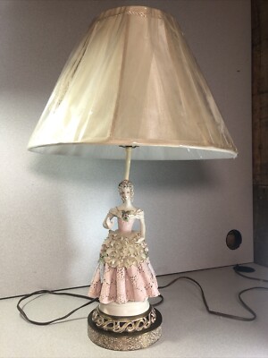 Beautiful Cordey Porcelain Lamp BERGER on Harp [Shade is NOT Original] WORKS