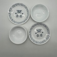 Vtg Corelle Corning Blue Hearts Dessert Plates Saucers Fruit Berry Bowls