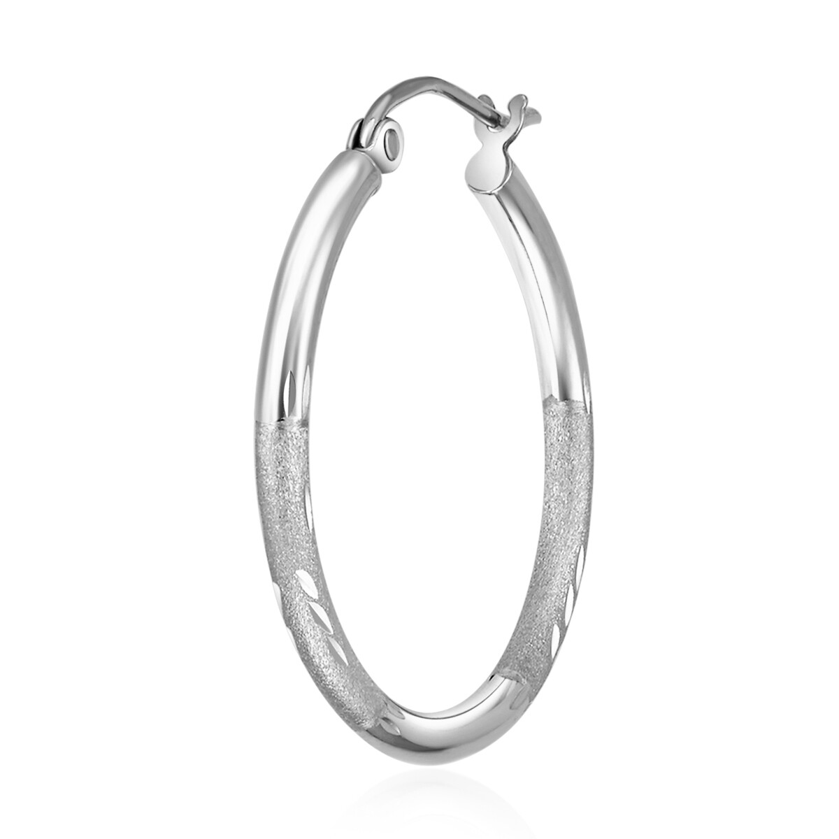 Wellingsale 14k White Gold Diamond Cut 2mm Hoop Earrings (25 x 25 mm)