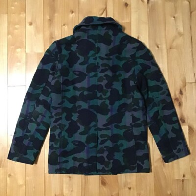 ＊A BATHING APE Pコート Check BAPE camo melton wool pea coat A Bathing Ape Size S | eBay