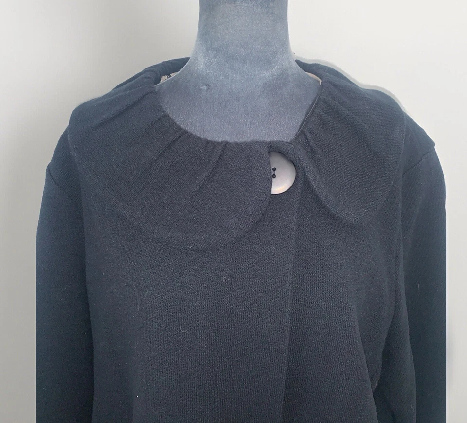 Chaqueta Abrigo Chalet Mujer XL Forrada 1 Botón Negra 3/4 Diseñador Hecha en EE. UU. Foto 3 de 4