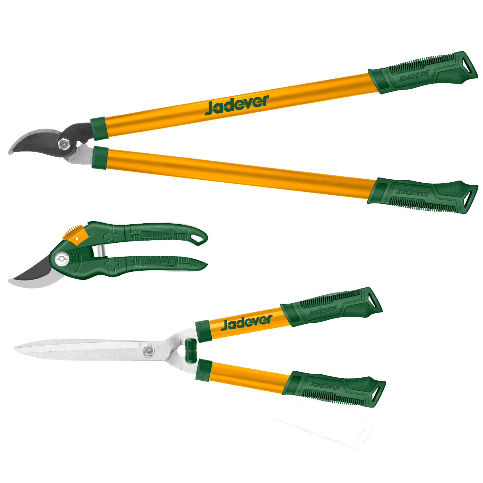Jadever 3-Piece Tree Trimmer, 8" Pruning Shear & 22" Hedge Clipper & 27" Lopper