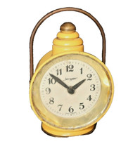 Jerger Yellow Lantern German Alarm Clock Wind-Up White Dial - Alarm Not Working