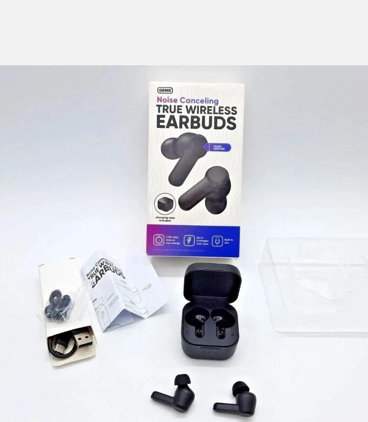 Gems Noise Canceling True Wireless Headphones Black eBay