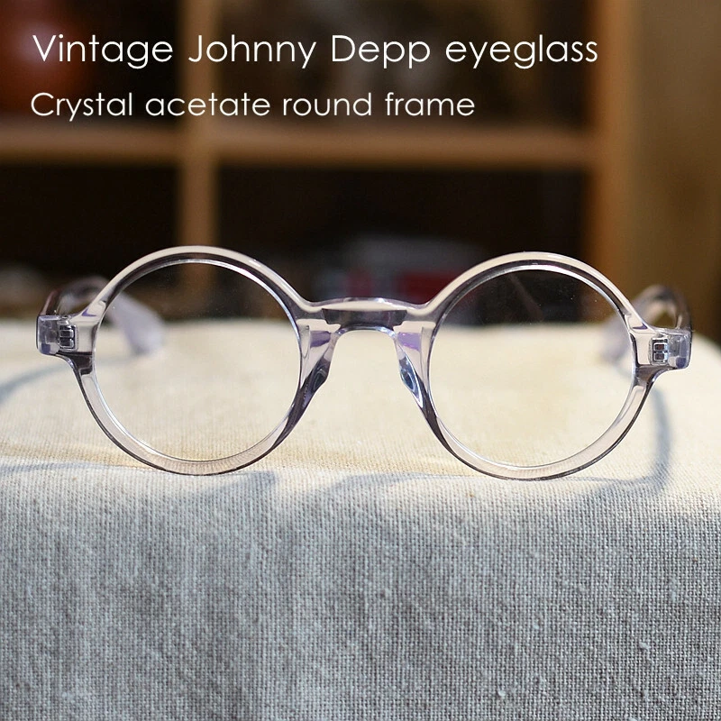 Johnny Depp Round glasses men's clear acetate eyeglasses round crystal eyewear - Image 4 of 4