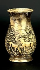 Vintage German Mitteltal / Schw. Resin Vase Black Forest Relief Scene  2-3/4"