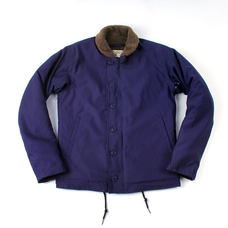 Mens Retro Military US Navy N-1 Deck Jacket Amekaji Winter Thick Fleece Coats 