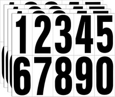 Reflective Number Stickers, 4 Sets 4 Inch Vinyl Waterproof Black 4