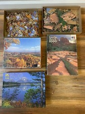 5 total Vintage puzzles Red Rock Crossing Virginia 1000pc Golden 500pc MORE